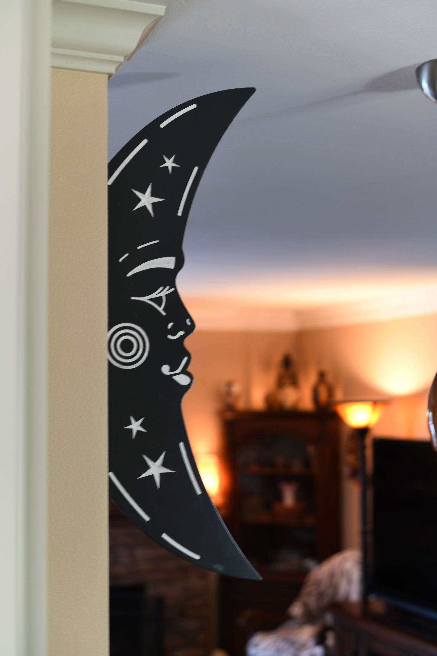 Floating Crescent Moon Wall Art – Handcrafted, 3D Hanging Design