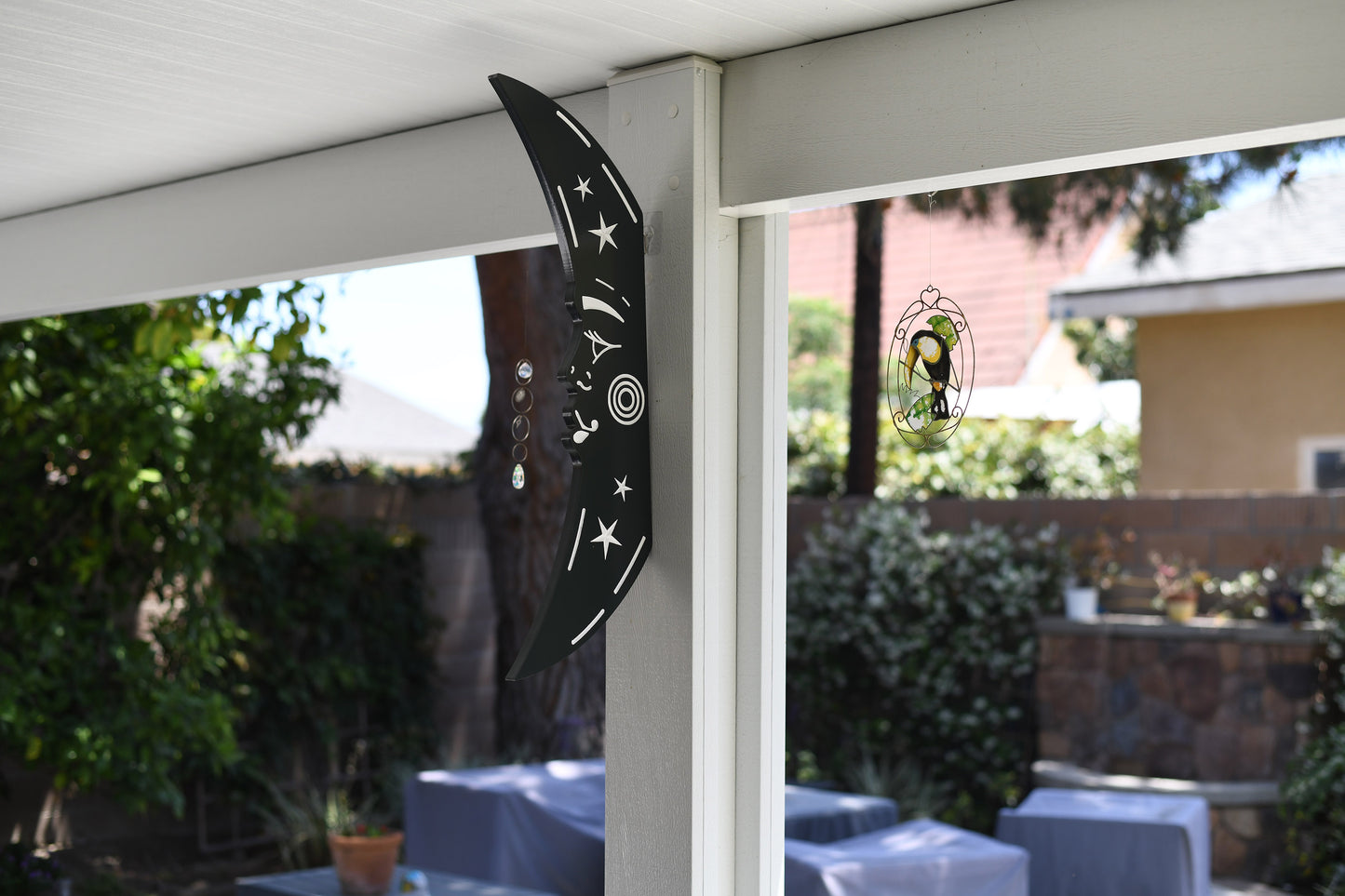 Floating Crescent Moon Wall Art – Handcrafted, 3D Hanging Design